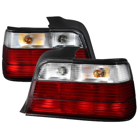 Spec-D Tuning 92-98 Bmw E36 3 Series Tail Lights Red Clear 4 Door LT-E364RPW-APC